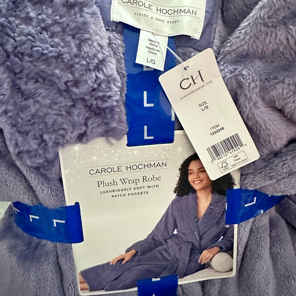Carole Hochman Plush Wrap Robe in Lavender/Indigo